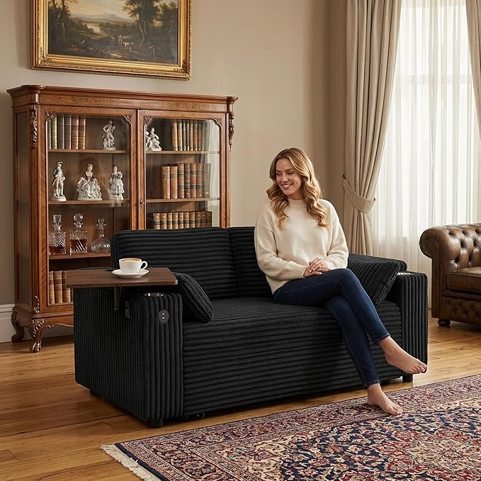 Auvsoce 65" 3-in-1 Pull-Out Convertible Sofa Bed