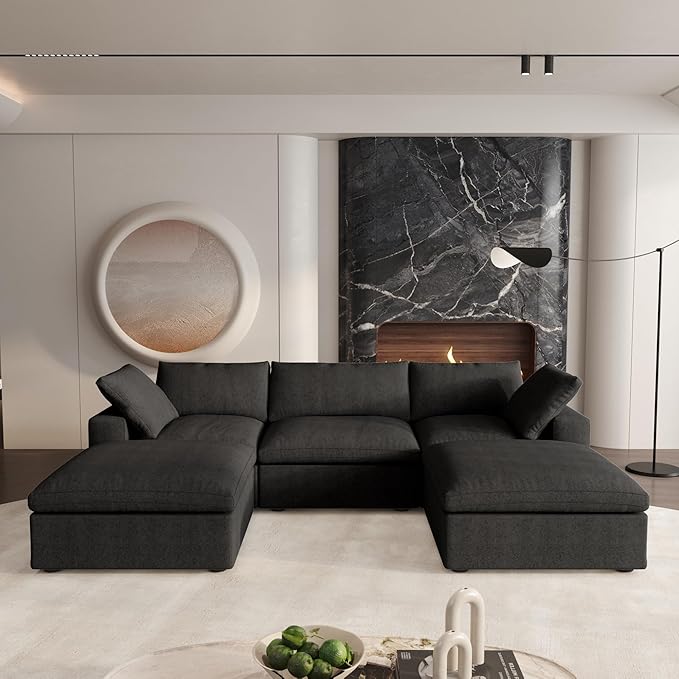 Cloud Modular Sectional Sofa Couch, 120.45" U Shaped Convertible Couches