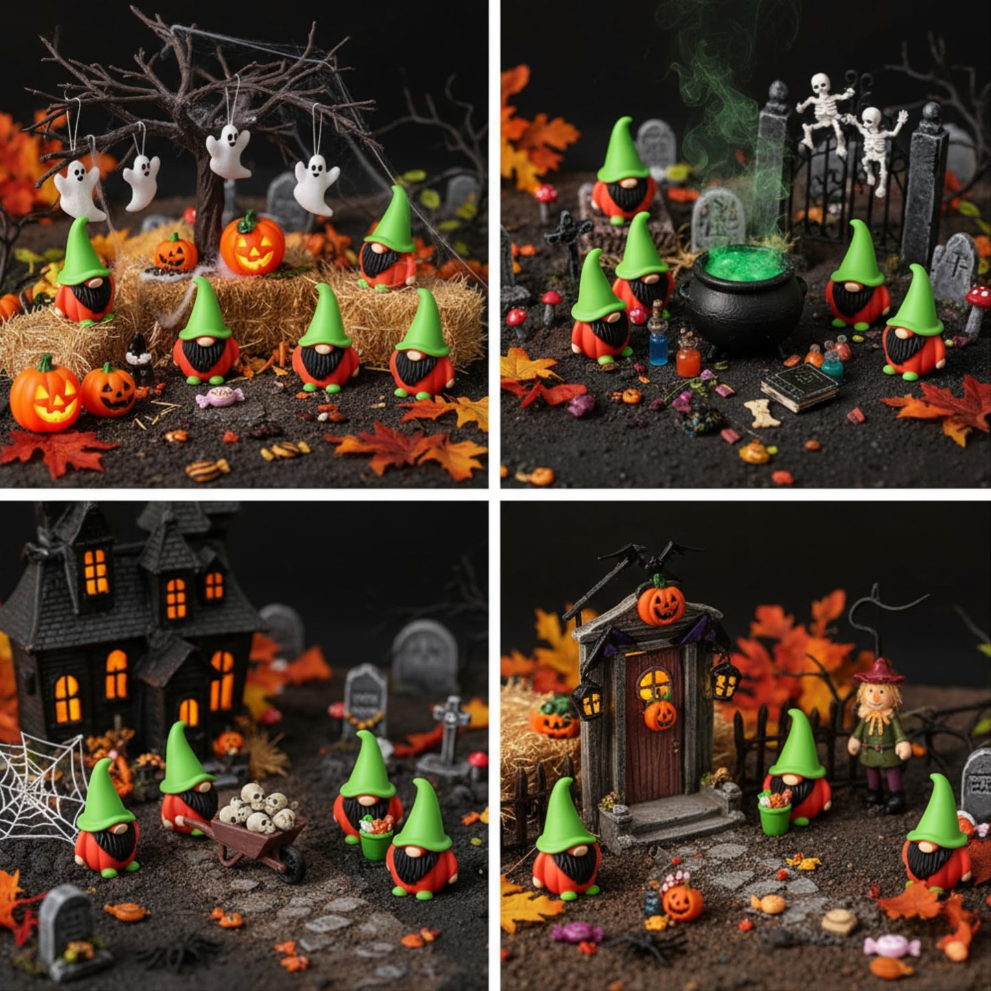 Roowest 60 Pcs 60 Pcs Mini Christmas Gnomes Figurines Decorations Miniature Resin Gnomes Tiny Santa Deer Gingerbread Man Dwarf Figurine to Hide Ornaments for Village Table Decor (Pumpkin)