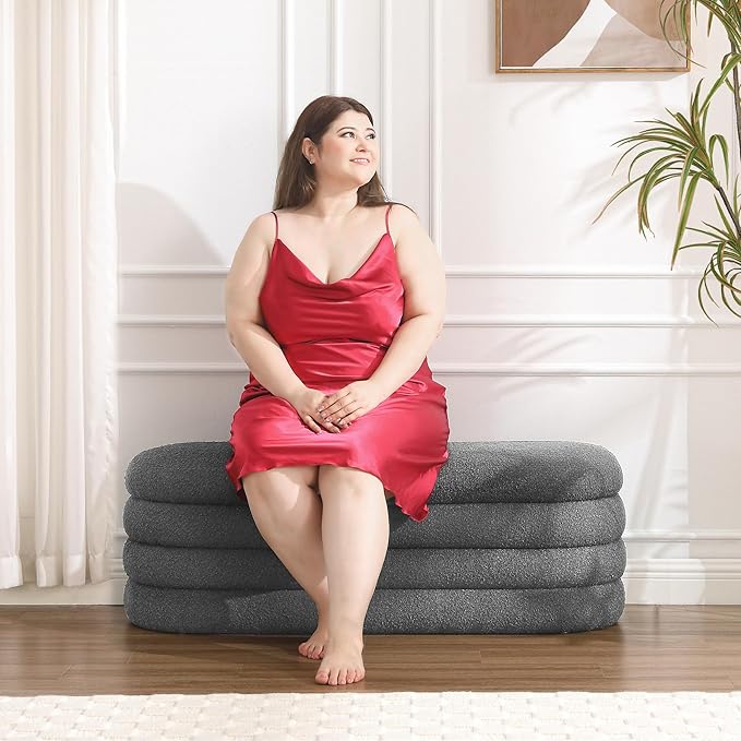 Busaurus Storage Ottoman Bench 49.2 Inch Upholstered Fabric Storage Bench