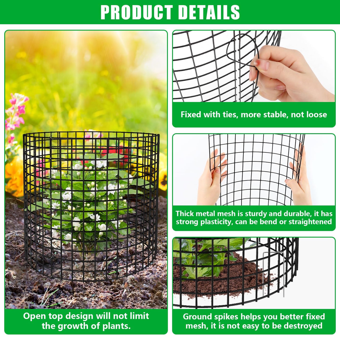 5 Pack Plant Protector from Animals, 13x12 inch Wire Plant Cages Mesh Plant Cage Garden Plant Protector, Sturdy Bunny Barricades Chicken Wire Cloche Plant Protectors for Keeping Bunny Animals Out
