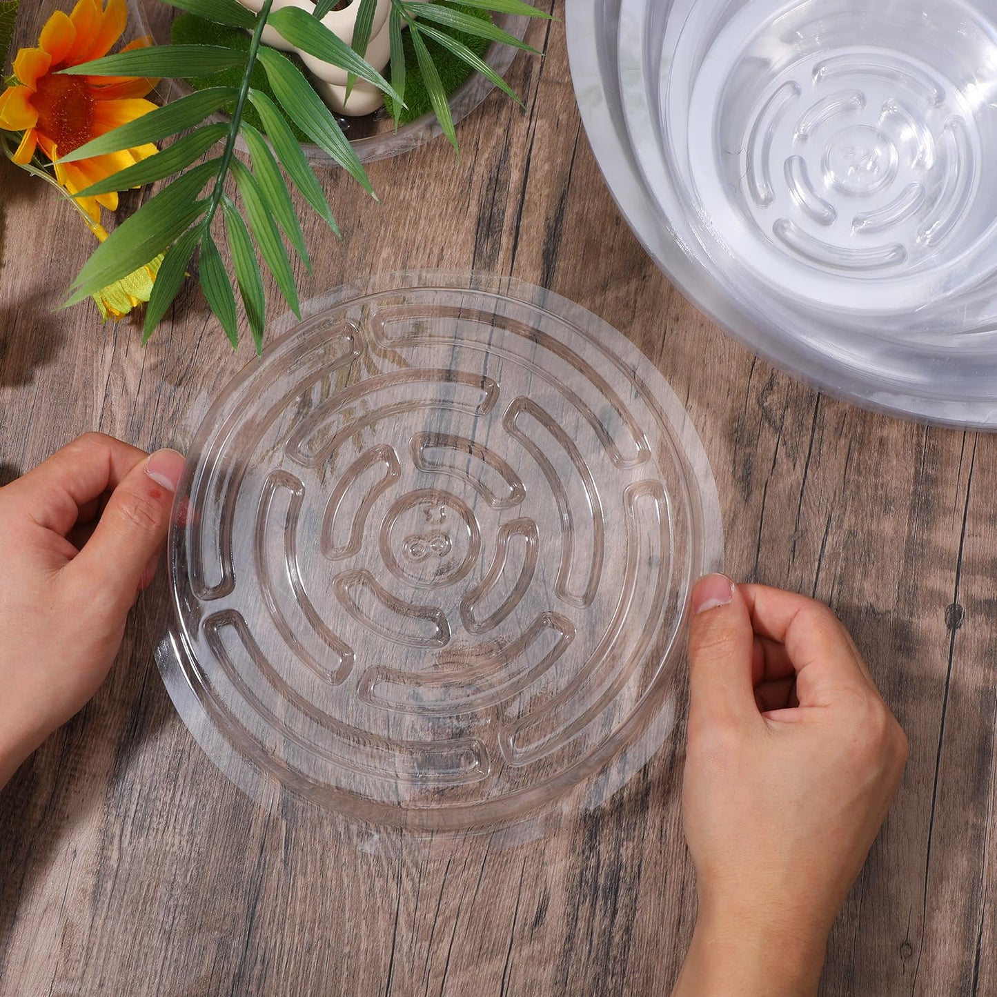 Ckhoid 50PCS Clear Plant Saucers 4/6/8/10/12 Inch Plastic Plant Pot Trays Round Water Tray Flower Pot Saucers Drip Plate Dish for Garden Indoor & Outdoor Planters