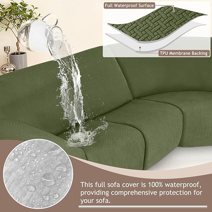 ALIECOM 100% Waterproof Recliner Sectional Couch Covers L Shape Stretch Corner