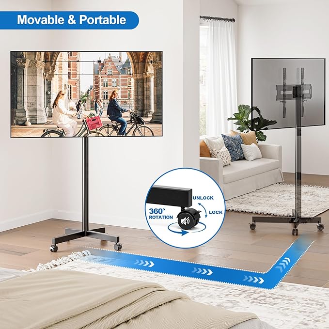 Mobile TV Cart Rolling TV Stand