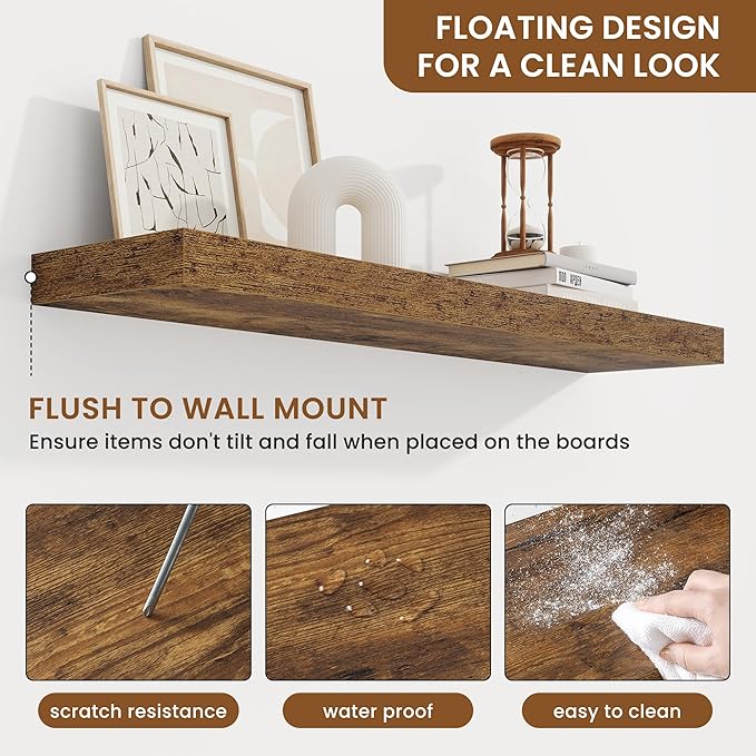 fuqing Floating Shelves for Wall, Wall Mounted Wood Floating Shelf