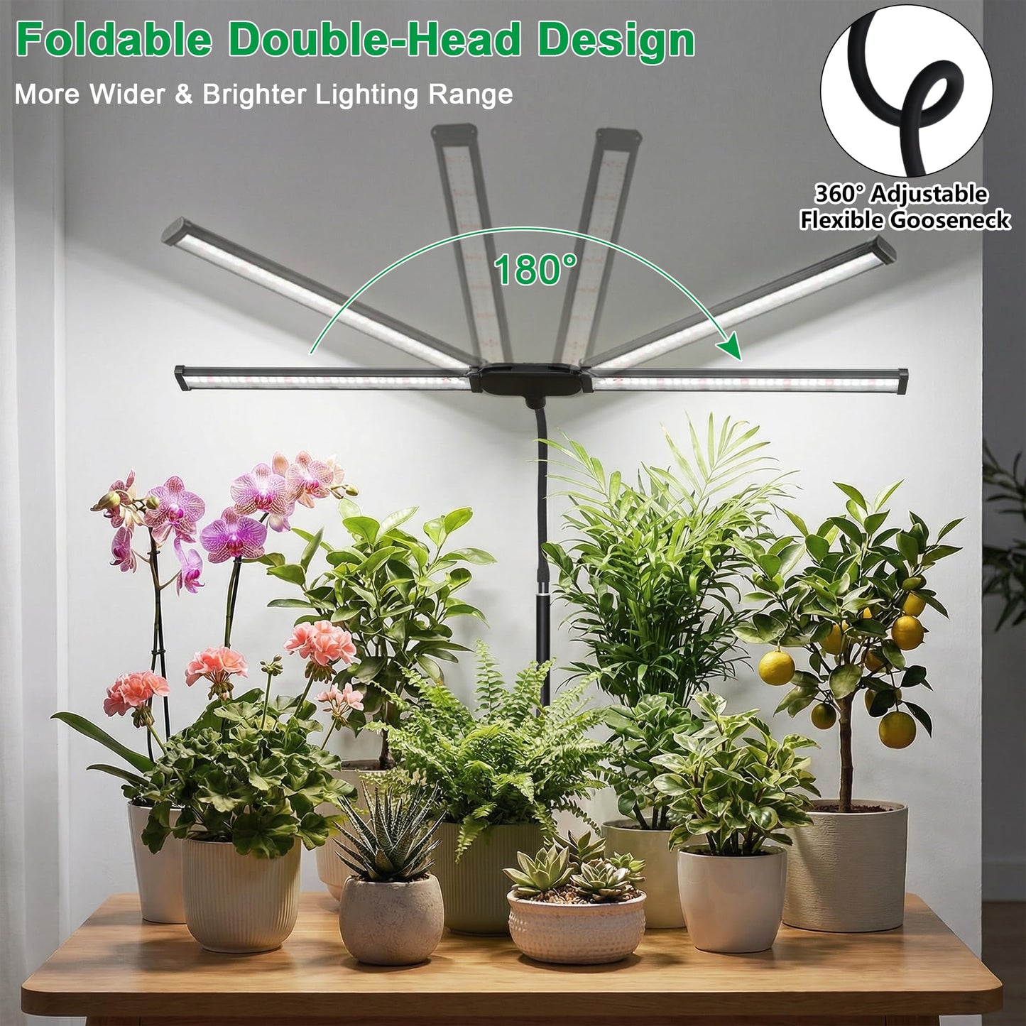 Wotime Grow Light for Indoor Plants,6000K White Sun Spectrum Growing Light Lamp with Red Blue LED for Pot Succulents Seeds, Light Strip Foldable & Height Extendable 9-25'', Auto Timer 4 8 12Hrs