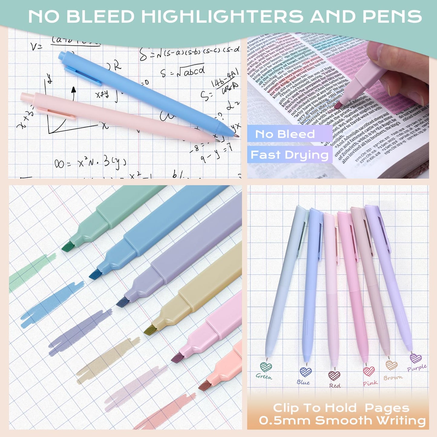 Bible Study Supplies Journaling Kit for Women, Bible Study Kit with 14 No Bleed Highlighters and Pens, 2 Transparent Sticky Notes, 2 Index Stickers, 75 Tabs for Christian Gifts