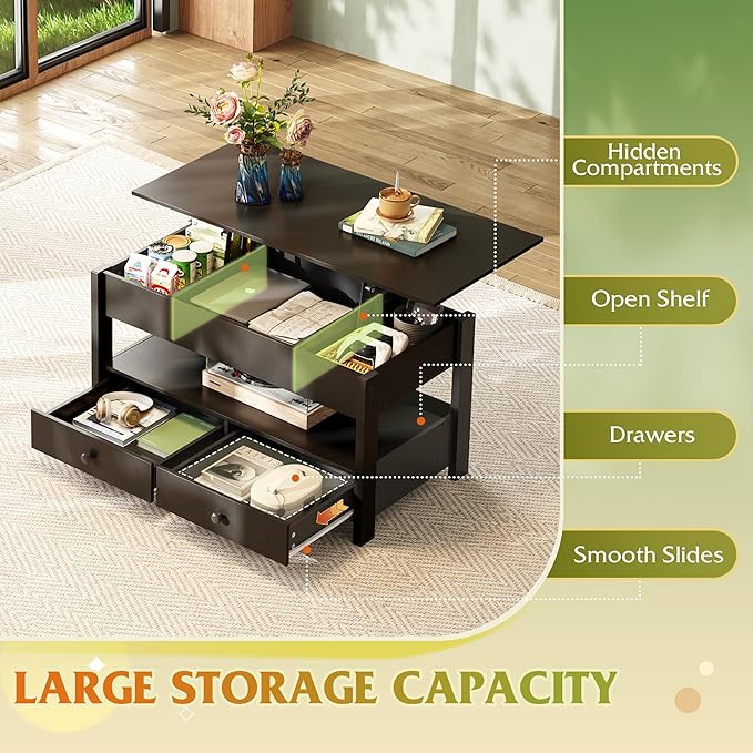 WLIVE Coffee Table, Lift Top Coffee Table