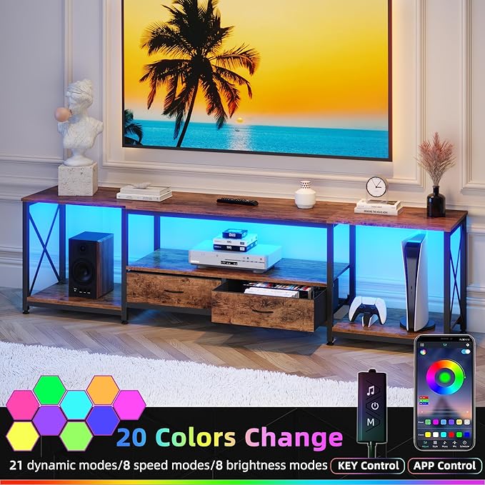 GYIIYUO TV Stand with Fabric Drawers