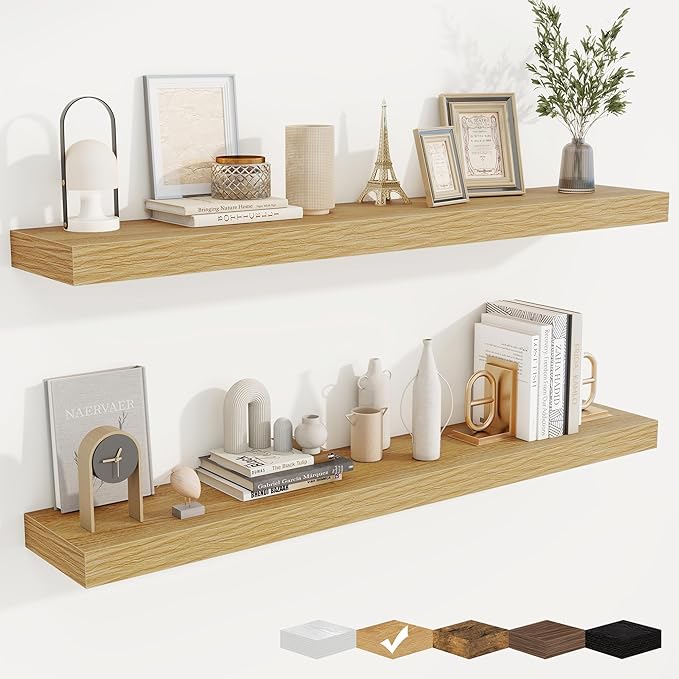 fuqing Floating Shelves for Wall, Wall Mounted Wood Floating Shelf