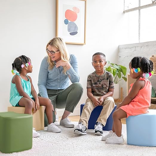 ECR4Kids SoftZone Toddler Modular Stool Seating Set, Classroom Furniture