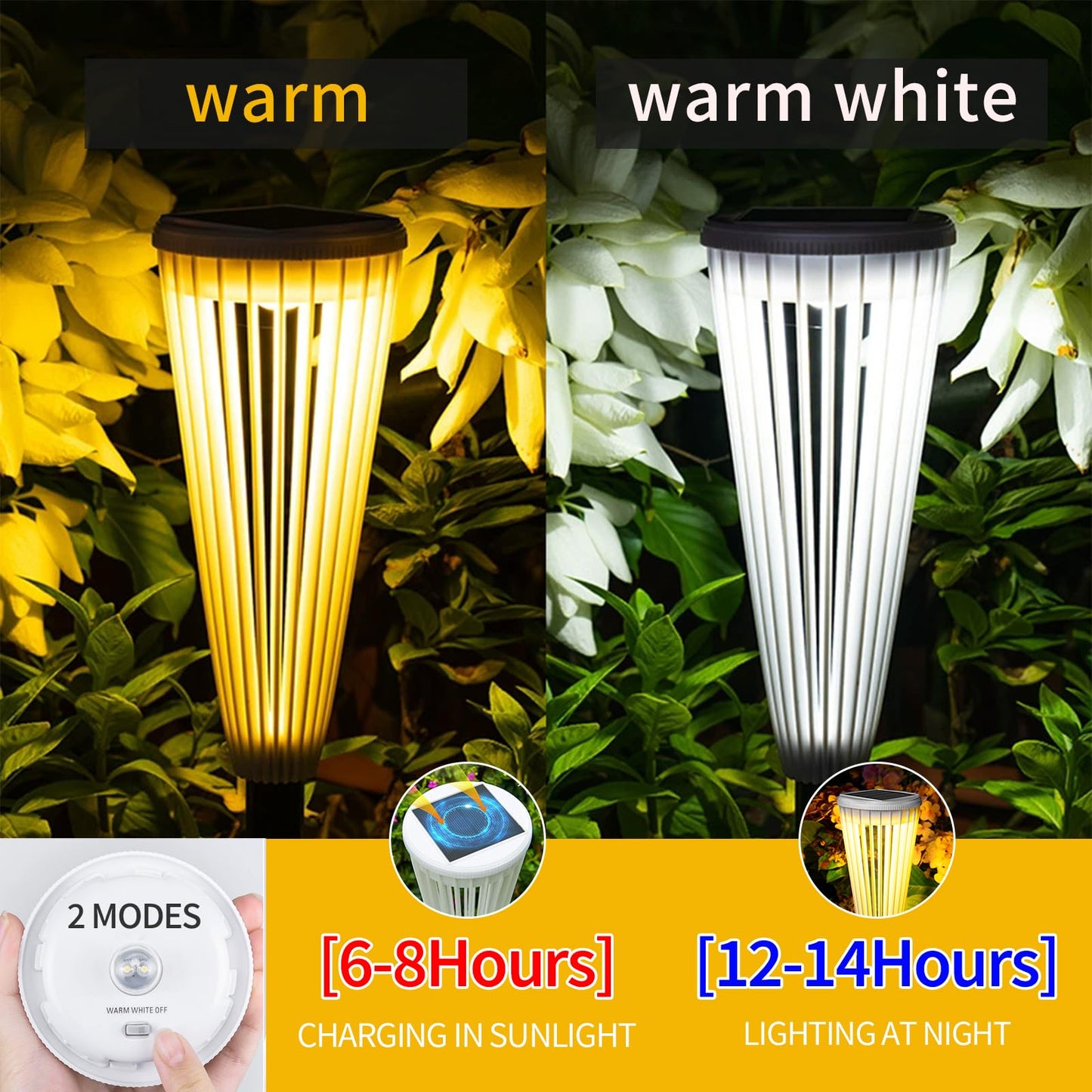 Hollow Solar Garden Lights Outdoor Landscape Courtyard Atmosphere Decorative Ground-Mounted Lawn Lights Solar Pathway Lights 2 Pack