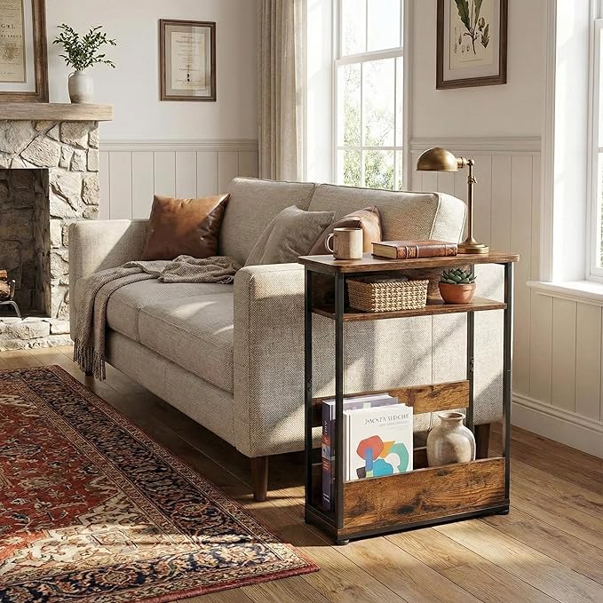 Narrow Side Table, 3-Tier Slim End Table