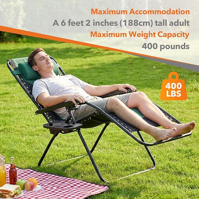 Sweetcrispy Zero Gravity Chairs, Foldable Patio Reclining Chairs