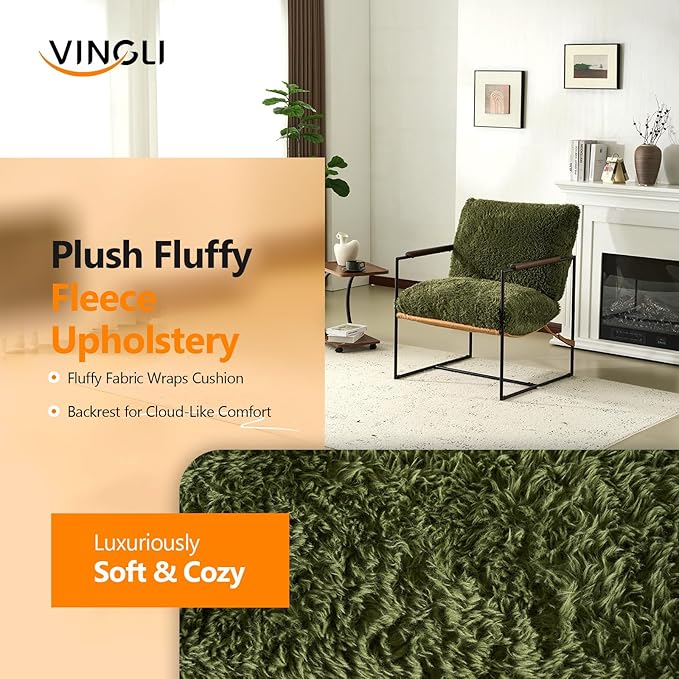 VINGLI 28" Wide Plush Upholstery Sling Modern Accent Chair
