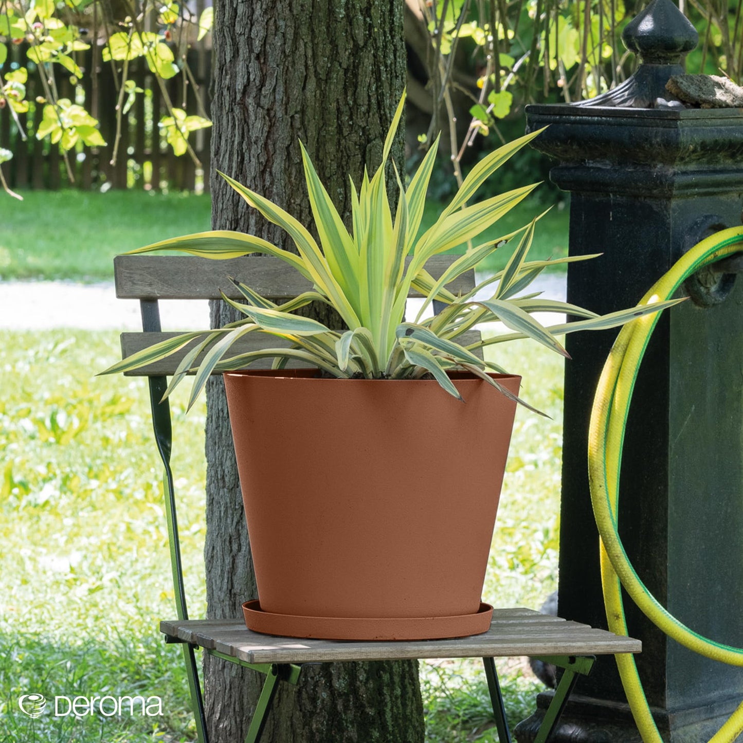 Deroma Origin Indoor/Outdoor Round Planters – 100% Post Consumer Recycled Plastics, Made in Italy Modern Design | Perfect Sizes to Grow Your Small Succulents & Large Citrus Plants.