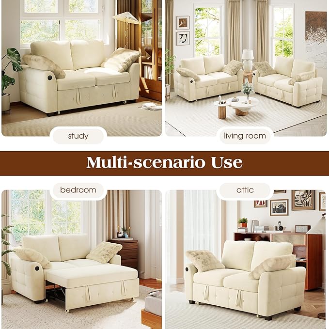 Ihanherry 59-inch Convertible Sofa Bed, Pull Out Sleeper