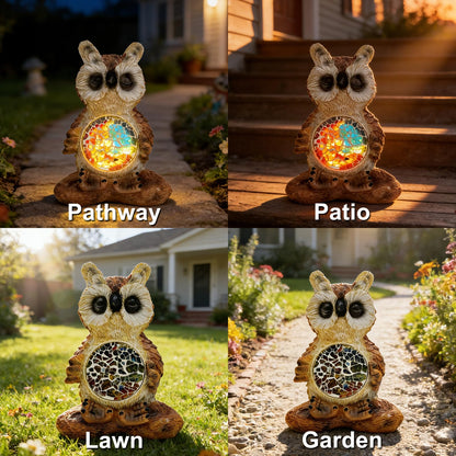 Vasesun Solar Owl Garden Statues Decor for Outdoor, Brown Yoga Owl Figurine Lights for Lawn Patio Yard Decoration - Unique Christmas Housewarming Gift for Grandma Wowen Mom