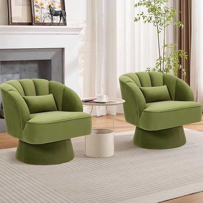Garvee Ultra-Plush Swivel Accent Chair, 360° Barrel Lounge Chair