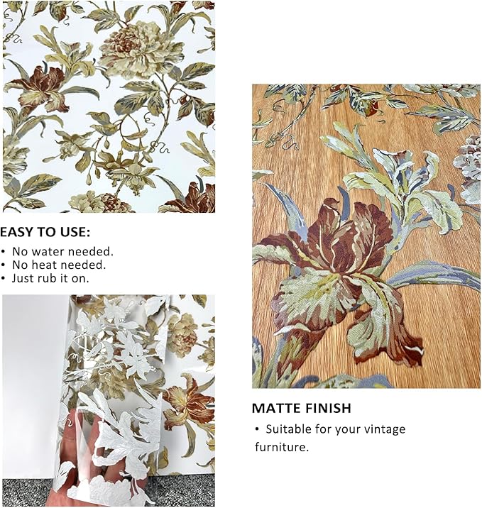 Vintage Floral Rub on Transfers
