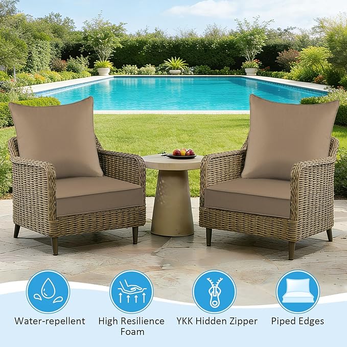 Sunbrella Outdoor Deep Seat & Back Cushion Set, 24 x 24 Inch Water Repellent