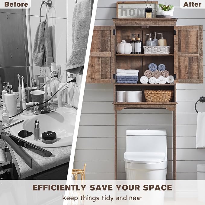 ACCOHOHO Over The Toilet Storage Cabinet, Farmhouse Bathroom Cabinet