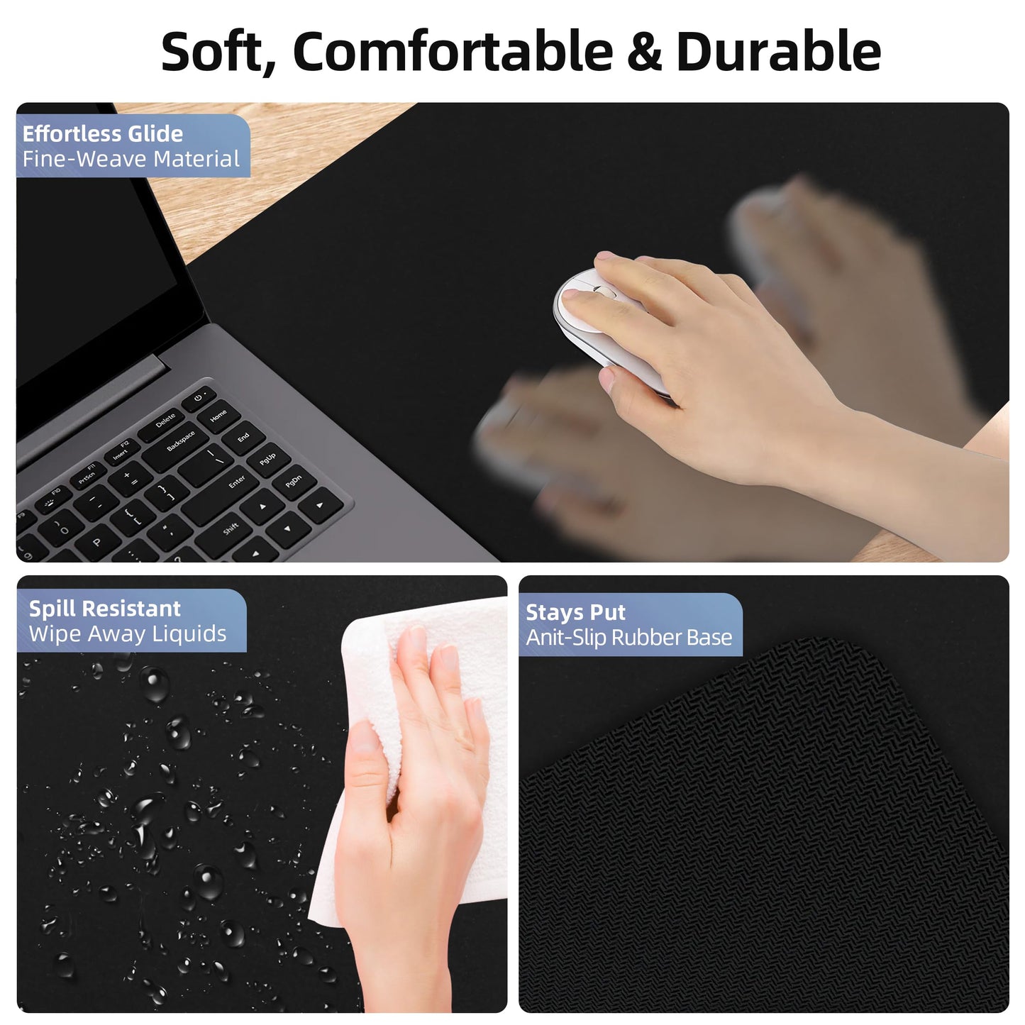 Gaming Mouse Pad, Wireless Charging Mouse Pad Gaming, 31.5"x11.8" Large RGB Desk Mat for Laptop/Computer/Keyboard, 9 Light Modes, Waterproof Smooth Surface, Non-Slip Base, Black