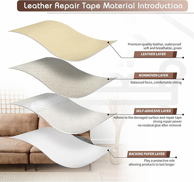 KING MOUNTAIN Leather Repair Patch, 16 x 60 Inches self Adhesive Leather Repair