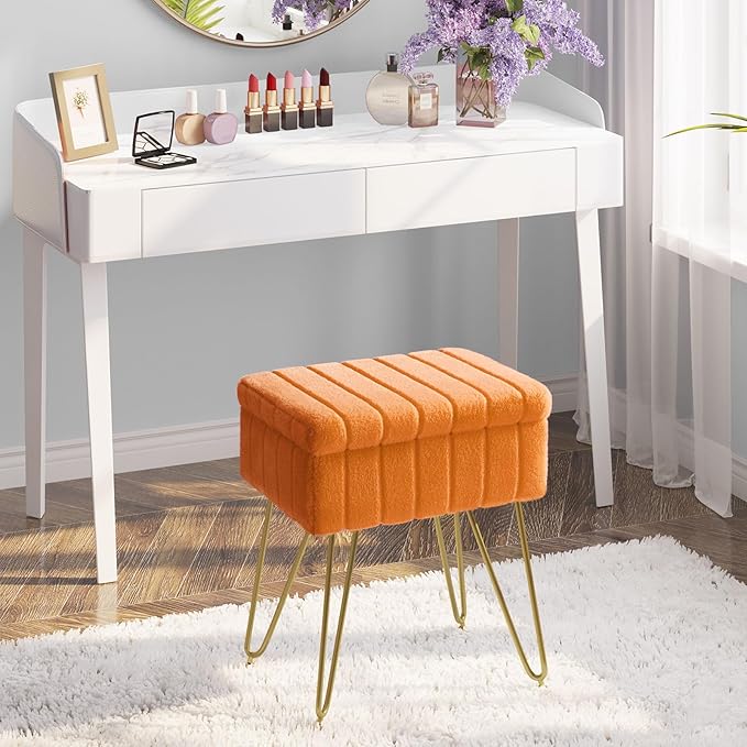 Greenstell Vanity Stool Chair Faux Fur