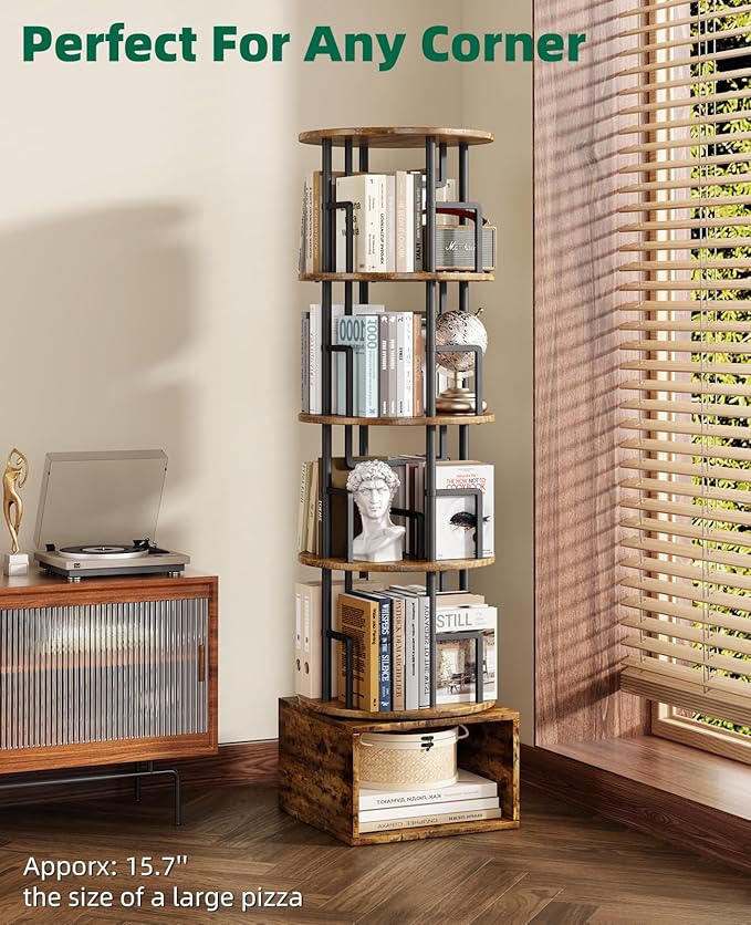 Kalrin 5 Tier Rotating Bookshelf