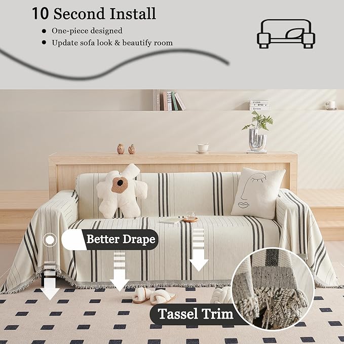 DREAMINGO Couch Cover Reversible Chenille Loveseat Sofa Covers