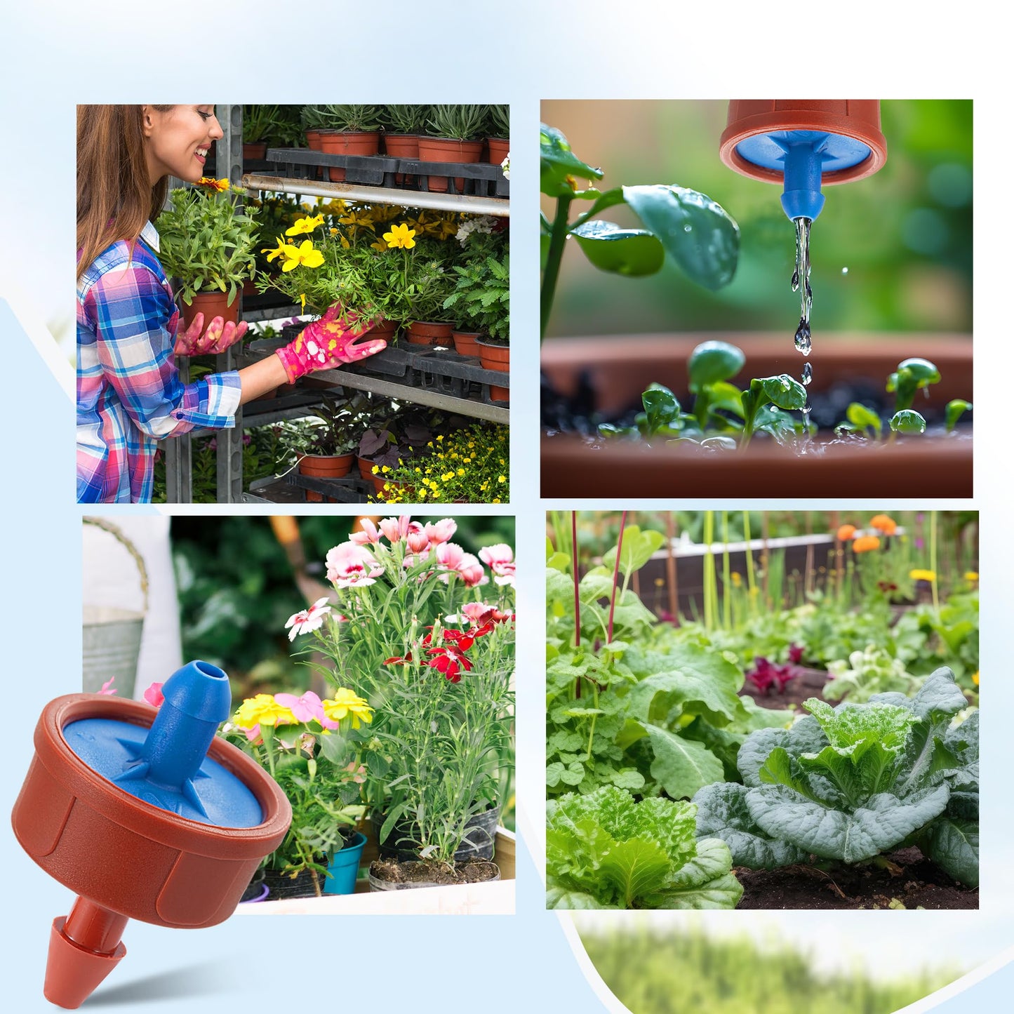 30Pcs 0.5 GPH Pressure Compensating Irrigation Spot Drippers,Constant Flow Barb Outlet Watering Dripper Emitters Heads Parts for 1/4 Inch Watering Tubing Line for Garden Pots Plant Irrigation Systems