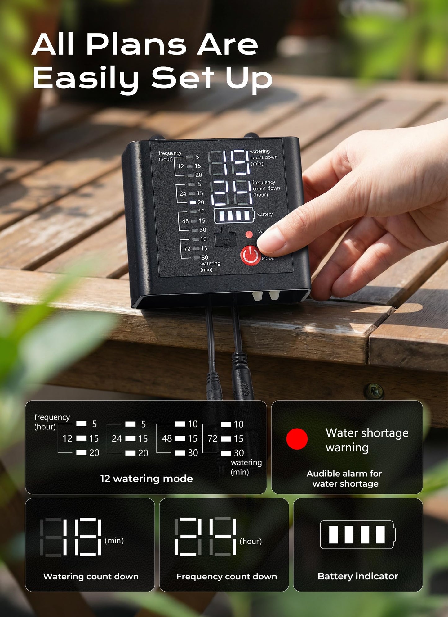 Solar Drip Irrigation System with USB Charging, 49FT Outdoor Indoor Plant Watering Devices for 15 Potted Plants, Automatic Watering System IP44 Waterproof 2200mAh for Garden Farm Greenhouse(Black)