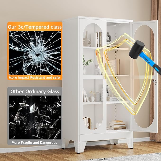 PAOFIN 61" H Locking Display Cabinet