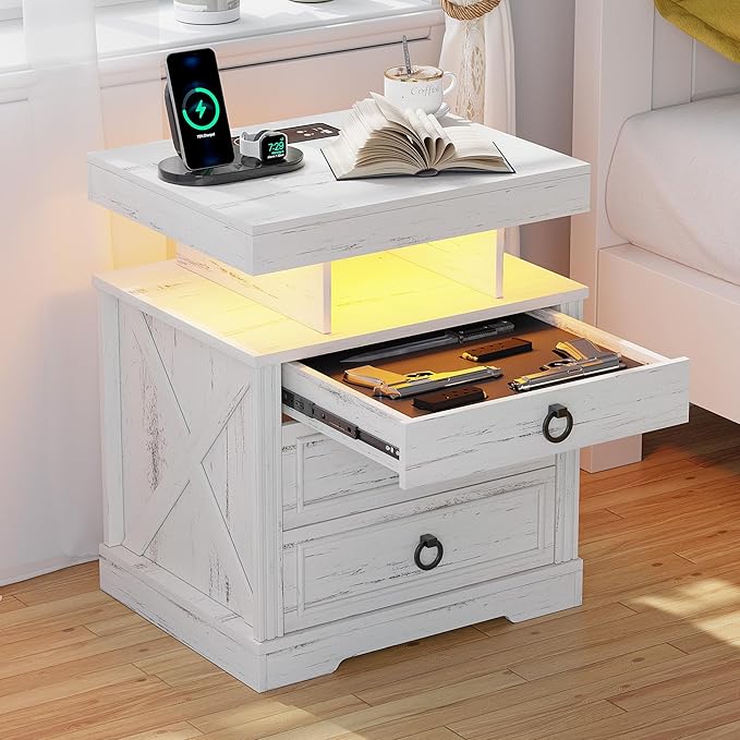WOOVIVS Side Table with Gun Drawer