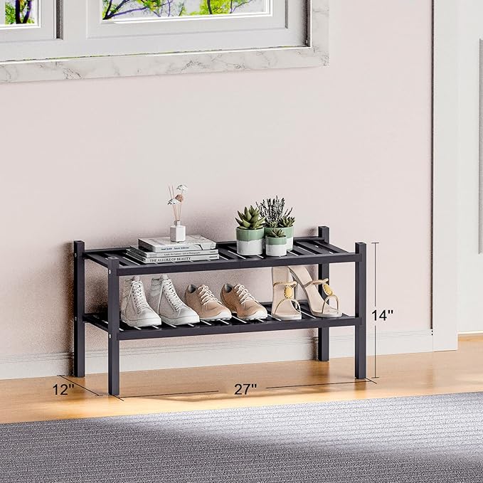 ROMGUAR CRAFT 2 Tier Bamboo Shoe Rack