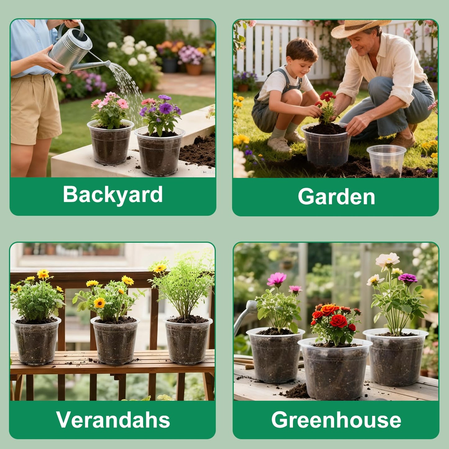 SLMKHHU 45 Pack 7/8/10 Inch Clear Nursery Pots with Drainage Holes,Higher Large Gallon Clear Plastic Pots for Plants,Plant Seedling Pot for Indoor & Outdoor Gardening