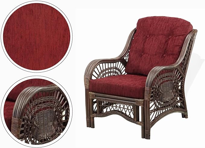 Malibu Lounge Living Accent Armchair Natural Rattan Wicker Handmade Design