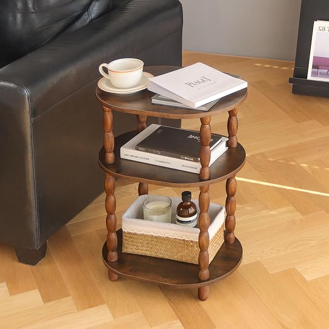 MaxSmeo Side Table, 3-Tier Small End Table, Modern Oval Night Stand Accent Table