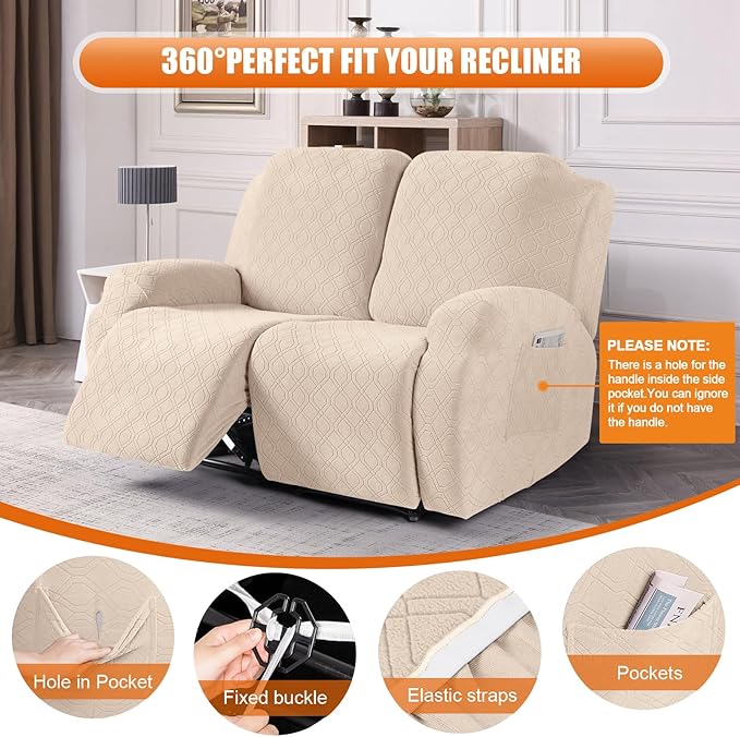 VANSOFY Recliner Cover, 2-Pieces Stretch Reclining Couch Cover