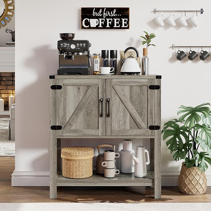 Mufico Console Table with 2-Door Cabinet Coffee Bar Cabinet Sofa Table