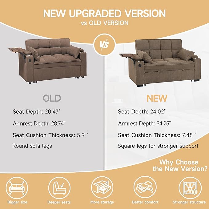 Auvsoce 65'' Chaise Lounge Chair Indoor, 3-in-1 Convertible Sofa Bed