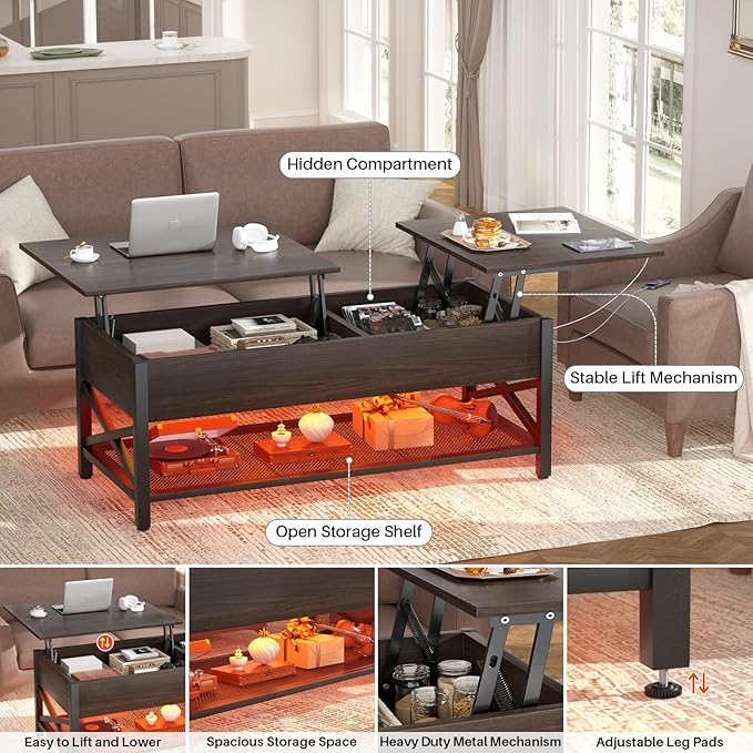 Aheaplus Coffee Table, Lift Top Coffee Table