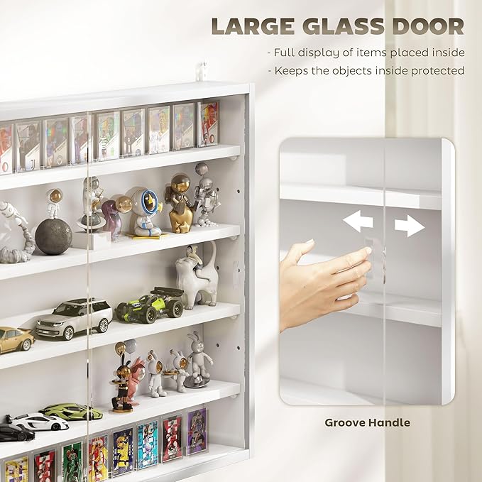 HOMCOM 5-Tier Display Cabinet, Glass Door Cabinet