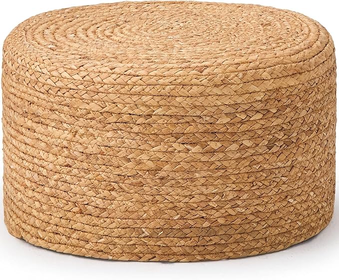 Handwoven Seagrass Ottoman Stool — Natural Round Footstool, Eco‑Friendly Accent
