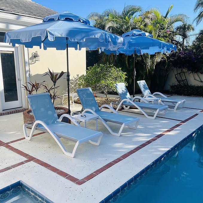 PURPLE LEAF Patio Chaise Lounge Chair Set of 3 Outside Aluminum Plastic