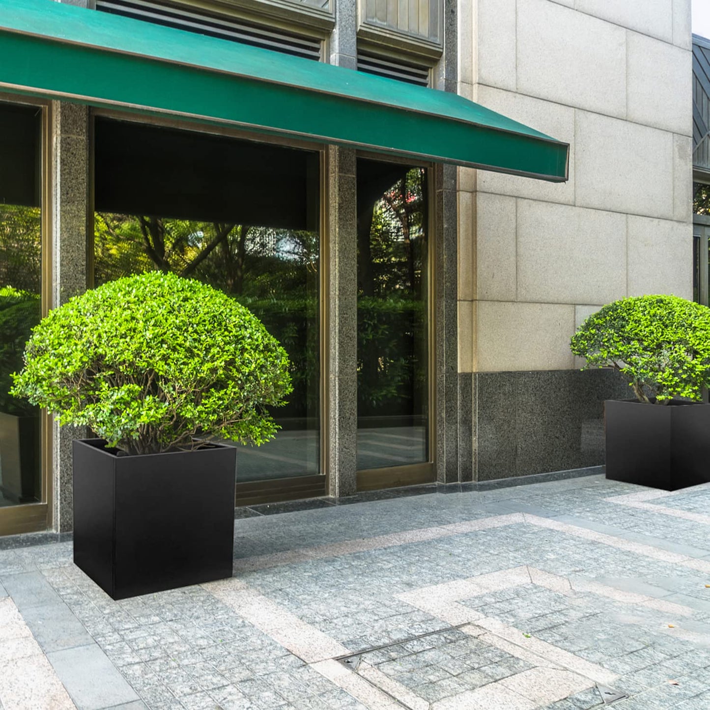 Galvanized Steel Planter Box 26Inch Black Metal Planter Large Square Indoor Outdoor Planters Cube Steel Heavy Duty Planter Powder Coating Modern Commercial Residential for Plants, Patio, Yard, Garden