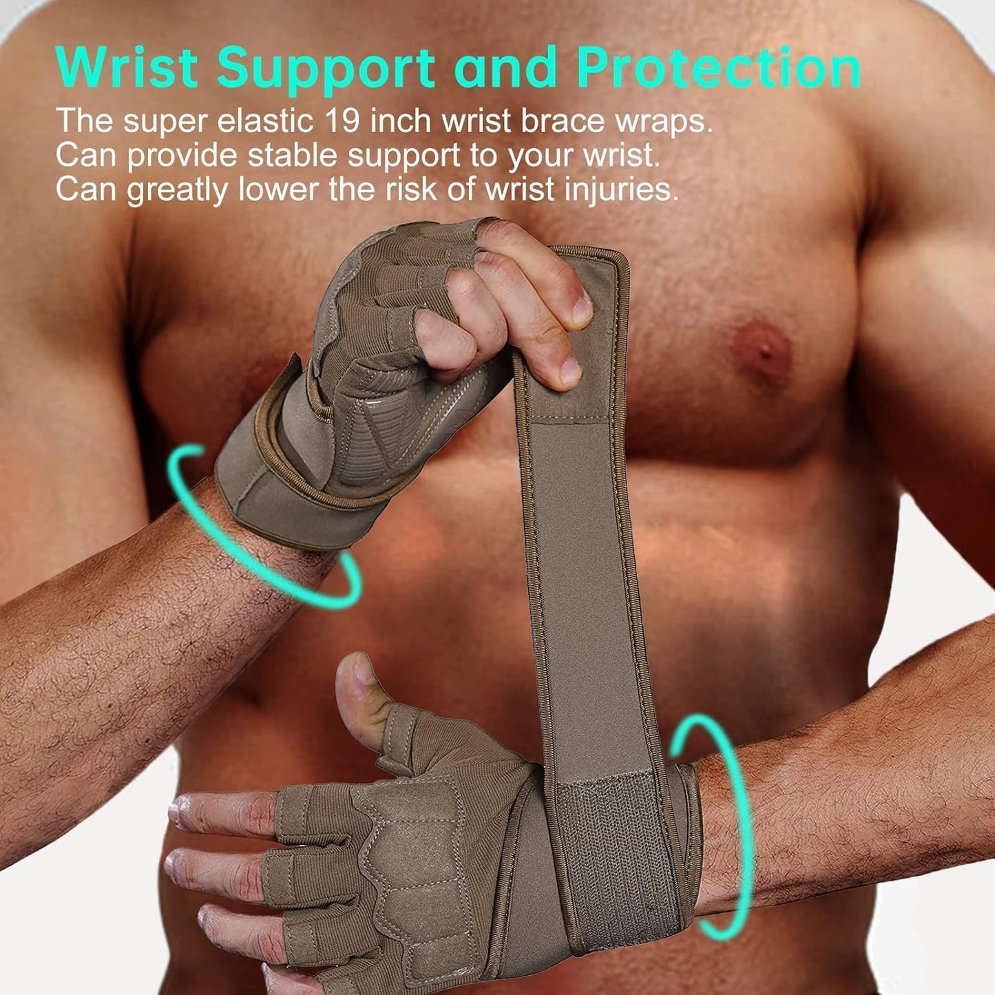 Mens Workout Gloves for Weight Lifting - Exercise Gloves for Men Women With Wrist Wrap Support, Palm Protection and Grips - Sport Daily Use