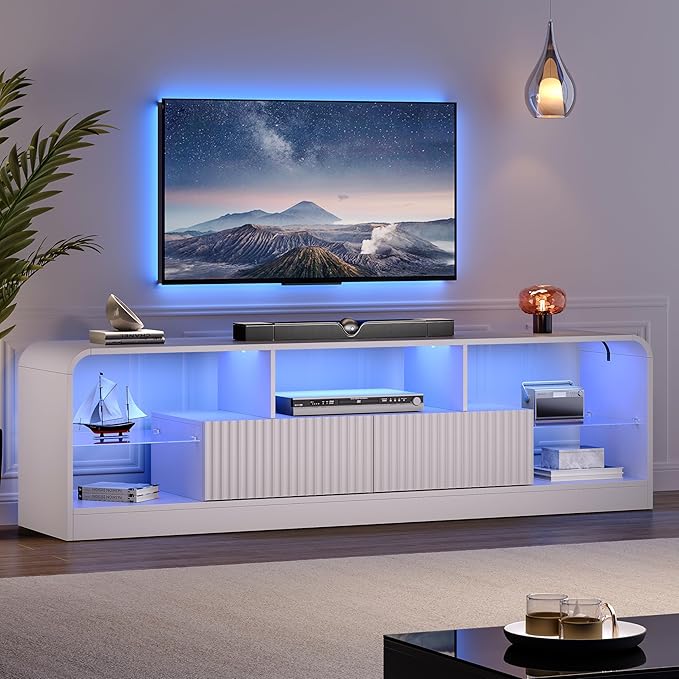TV Stand for 60/65/70 Inch TVs, Modern Curved TV Console