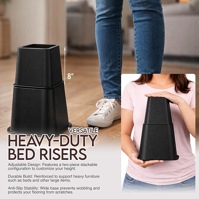 Utopia Bedding Bed Riser, 3 & 5 Inches Adjustable Furniture Risers